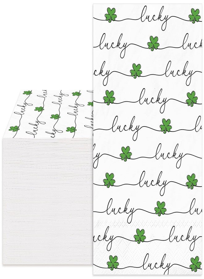 Whaline 100Pcs St. Patrick's Day Guest Paper Napkin Lucky Clover Disposable Guest Hand Towel Shamrock Bathroom Napkin for Irish Party Table Decor - Image 1